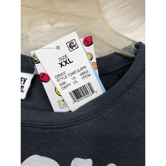 NWT Spooky Smiley World Cropped, Fleece lined Sweatshirt, Melting Smiley SZ XXL - Picture 7 of 8